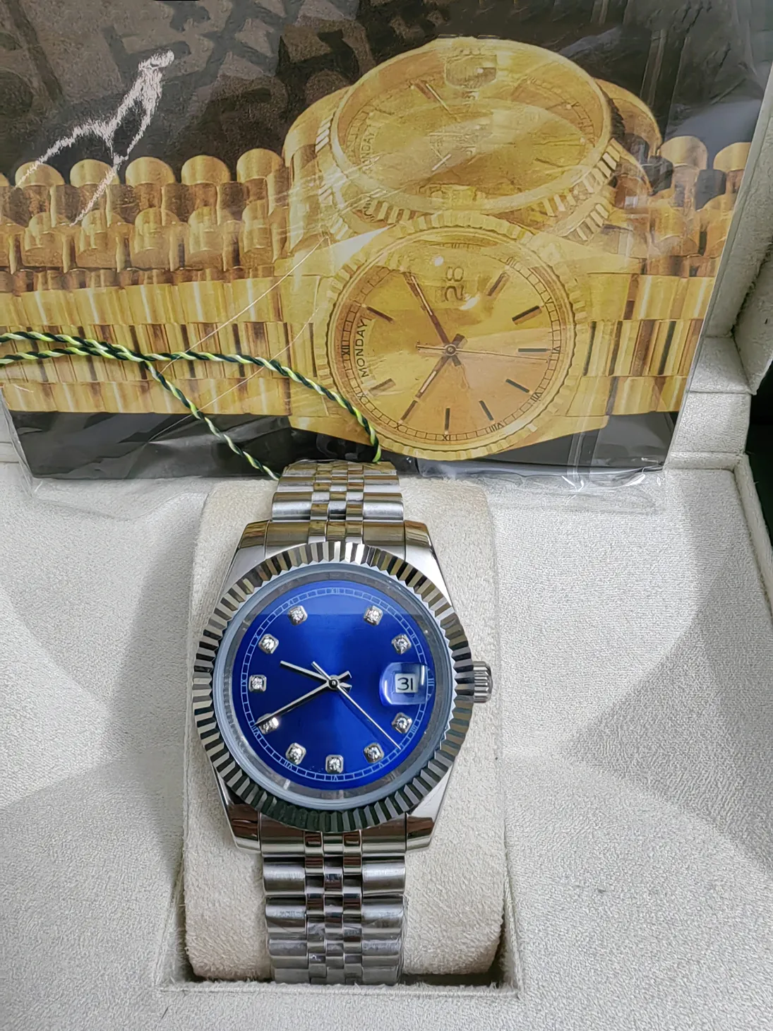 Orologio Automatico Da Uomo RAINTEN R9002 - 12 Diamanti, Acciaio Inox, Movimento Miyota 8215, Vetro Zaffiro, Impermeabile 30m, Oro