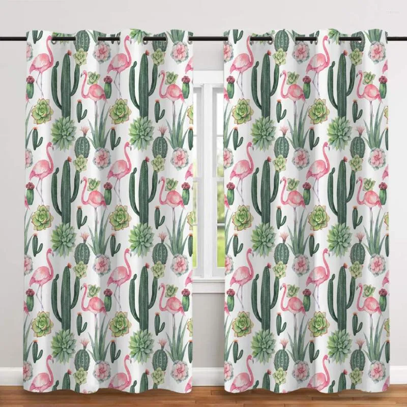 Cortina 2 PCs/set Cactus espessado de pano nórdico Blackout cortinas para quarto e sala de estar