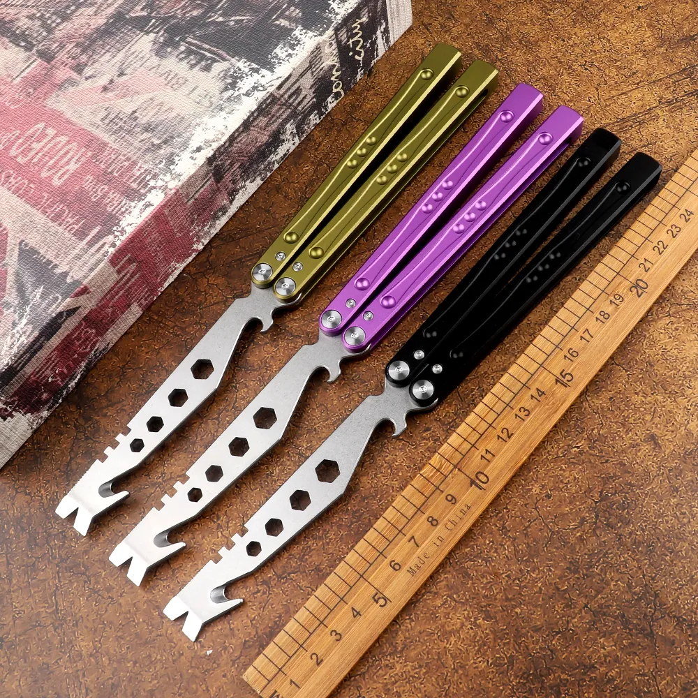 Butterfly Knife Squid Mako Opener Clone Balissong Trainer Upender Liner System Aluminium Handle Non Threating Safety EDC Bottle Opener 442