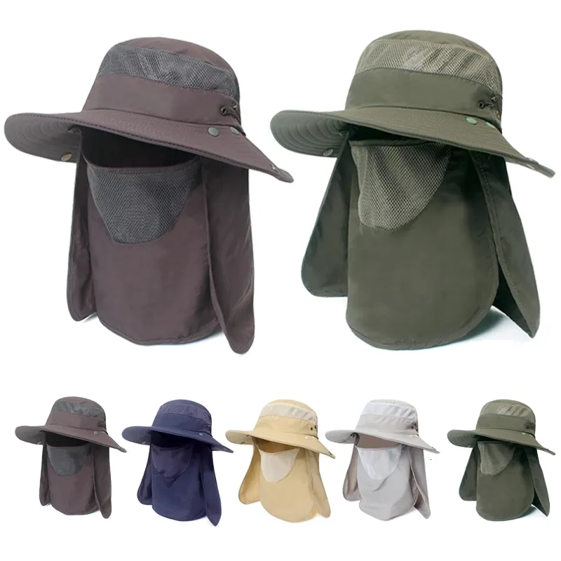 Sombreros de ala ancha cubo sol pesca hombres verano mujer upf50 antiuv impermeable al aire libre secado rápido gorra de escalada sombrilla grandes aleros ajustables 230106