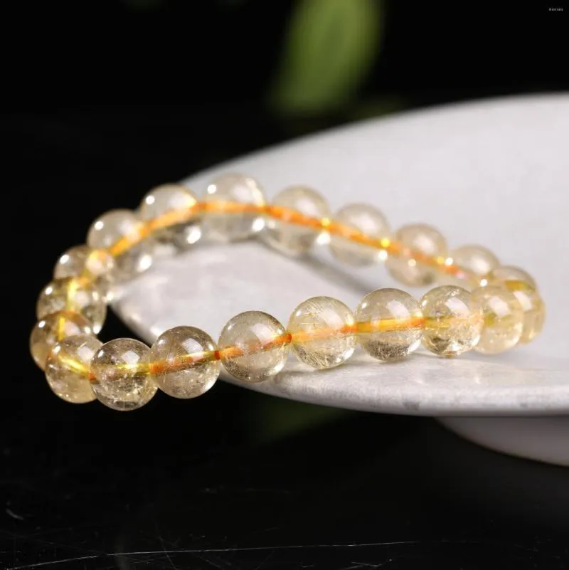 Link Bracelets DIY Handmade Materials Loose Beads Ring Natural Yellow Hair Crystal For Women GirlsSimple Jewelry