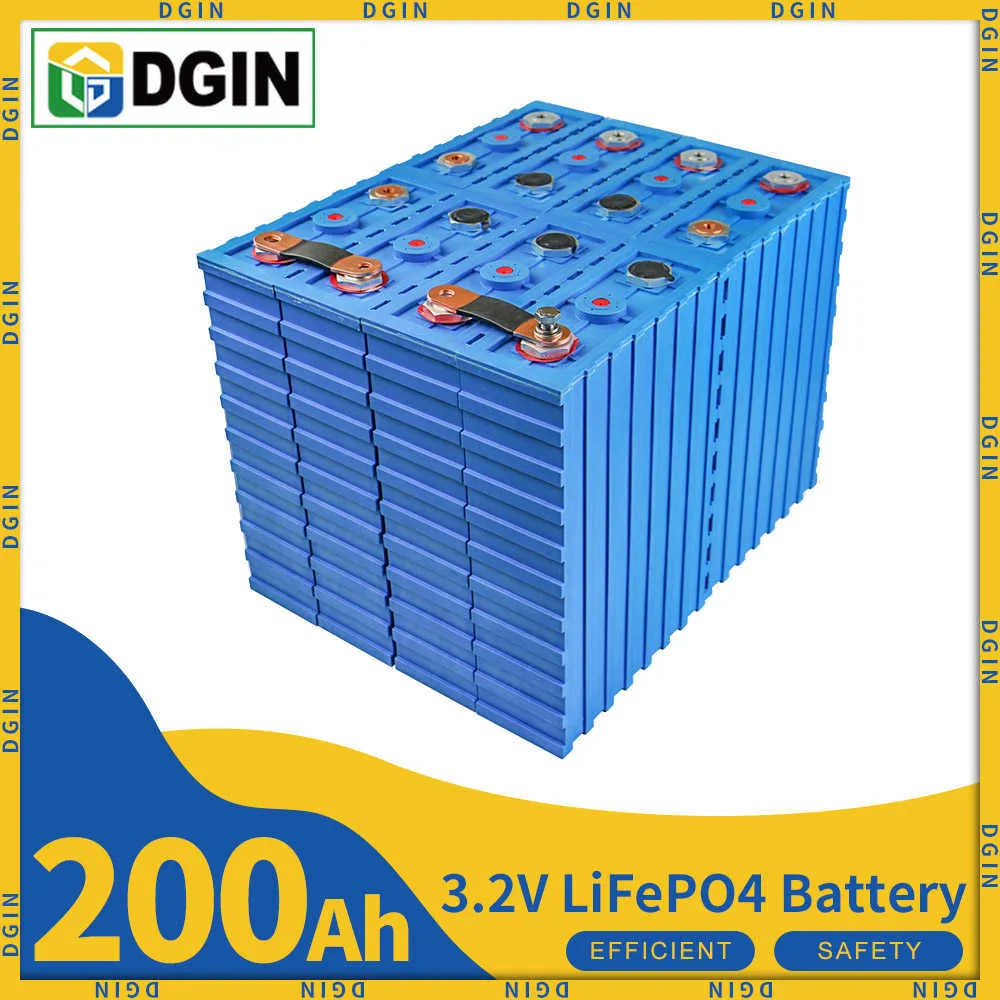 LifePo4 200AH Battery 3.2V Inverter 12V 24V 48V uppladdningsbar batteritak RV -golfvagnar Solenergilagringssystem med samlingar