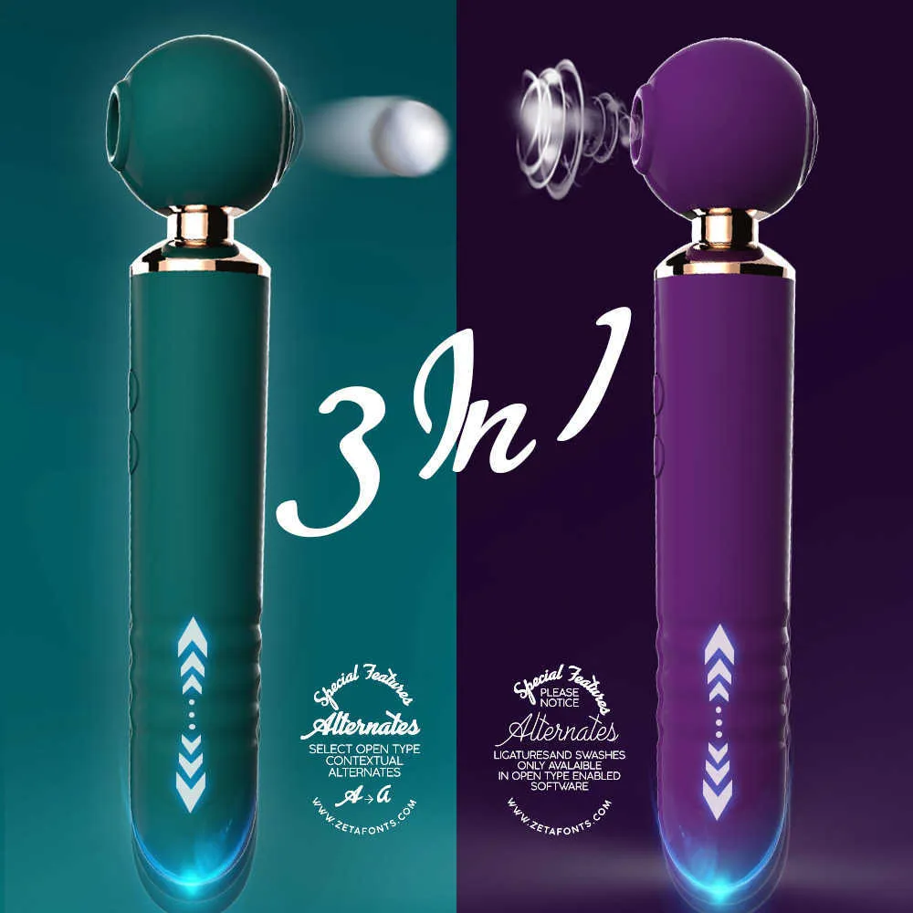 Beauty Items Powerful Av Magic Wand Vibrators For Women 3in1 sexy Toys Telescopic Dildo G Spot Stimulator Tapping Clitoris Sucker And Massager