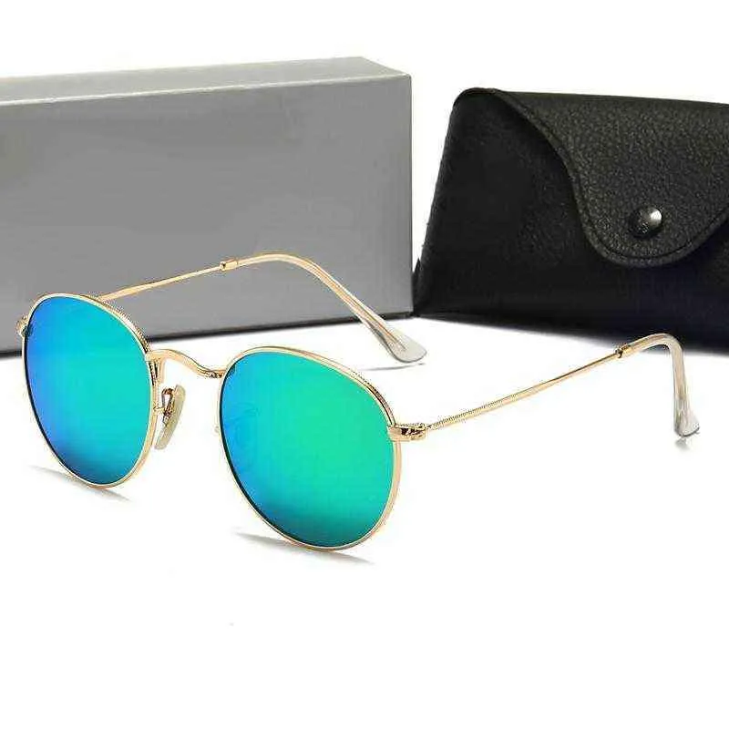 Moda redonda óculos de sol marca design uv400 óculos metal moldura de ouro tr90 óculos de sol homens mulheres espelho pol cix raies ban oakleyes216t 7yp3q ray-ban