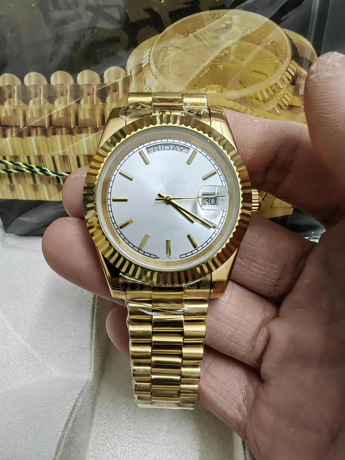 С оригинальной коробкой Высококачественные роскошные мужские часы Automatic Mechanics 41-мм сапфировый стеклянный стеклян