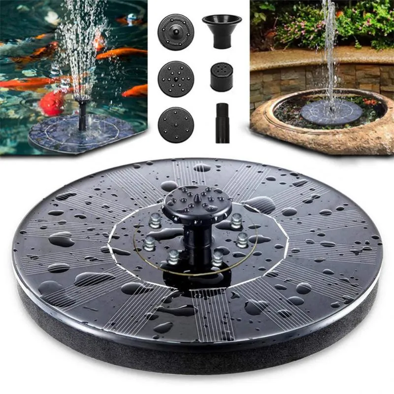 Trädgårdsdekorationer flytande solfontän Vattenfall Pool Pond Bird Bath Powered Water Pump Yard Decor med 6nozzlesgarden