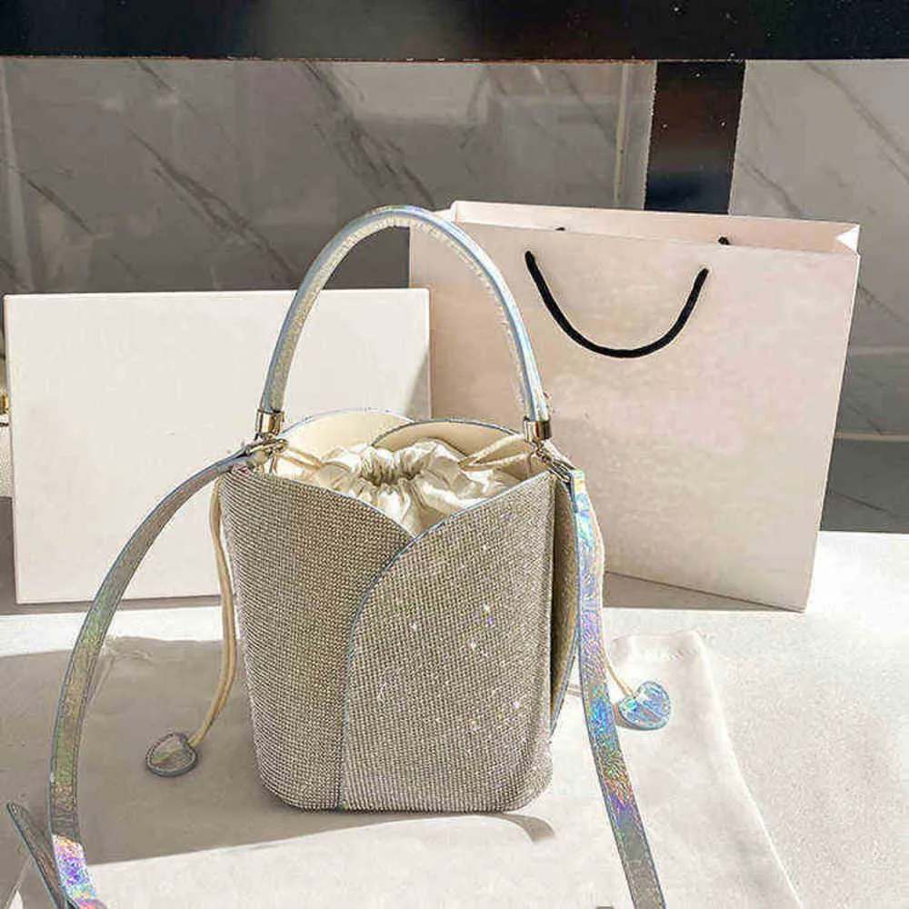 bags Steentjes Emmer Avond Koppeling Tassen Party Bruiloft Portemonnees En Handtassen Silver Shiny Crystal Luxe Designer Schoudertas 220610