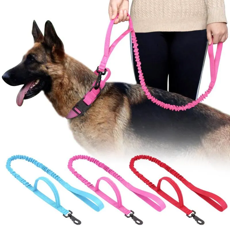 Obroże dla psów taktyczne bungee smycz nylonowy trening no-pull prowadzi wojskowy bufor elastyczny dla średnich dużych psów Pet czerwony niebieski