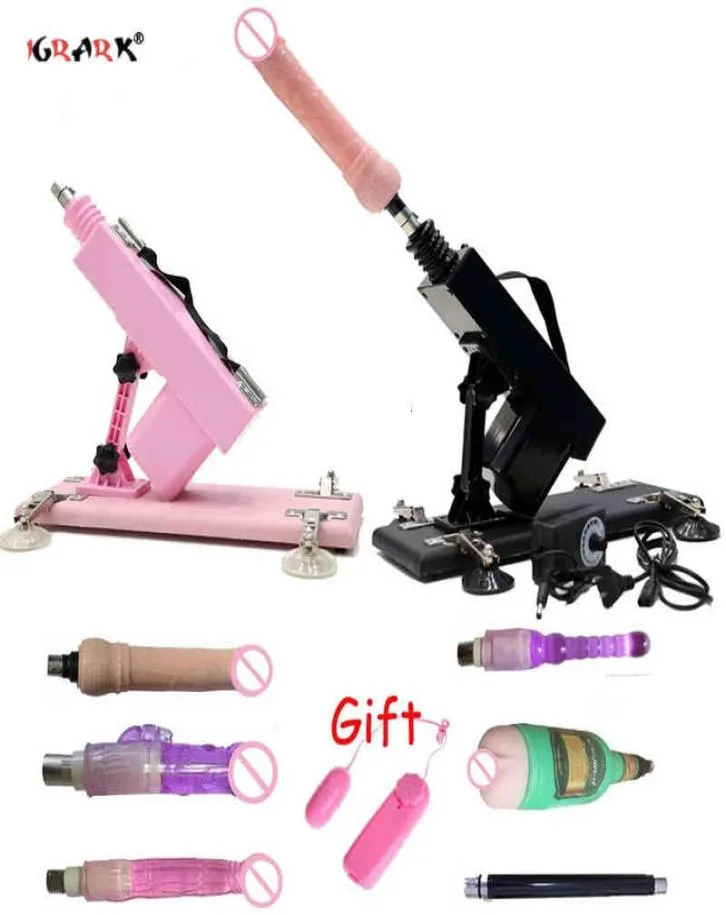 Massagers Sex Toys Automatische Sexualmaschine mit Dildo -Anhängen weiblicher Masturbator männlicher Vibrator pumpen Waffenspielzeug für Erwachsene Männer W5268286