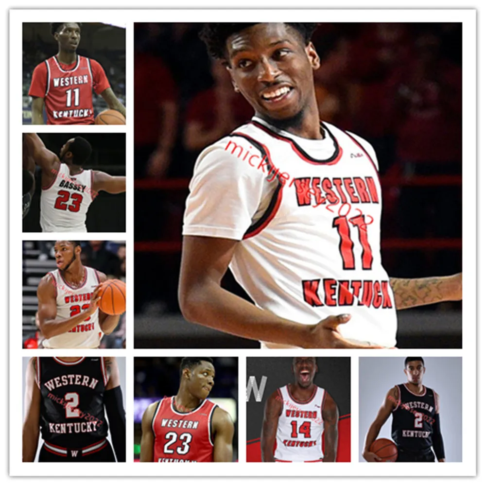 College-Basketball trägt individuell genähtes Western-Kentucky-Hilltoppers-Basketballtrikot für Herren und Jugendliche, Jordon Rawls, Noah Stansbury, Elijah Hughey, Dontaie Allen Fallo