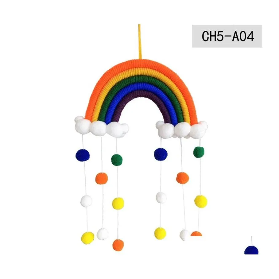 Mobiles# Regenbogen-Babyzimmerdekoration, handgewebt, Wolkenkugel-Anhänger, Kinder, Wandbehang, Zuhause, Kinder, niedlich, MTI-Farbe 14Jy G2 Drop D Dhslx