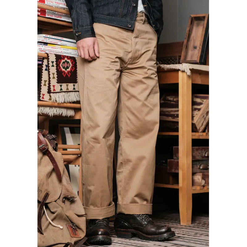 Men's Pants Simons Vintgae Military Khaki THE ESCAPE High Waist Chino Amekaji Casual pants 230106