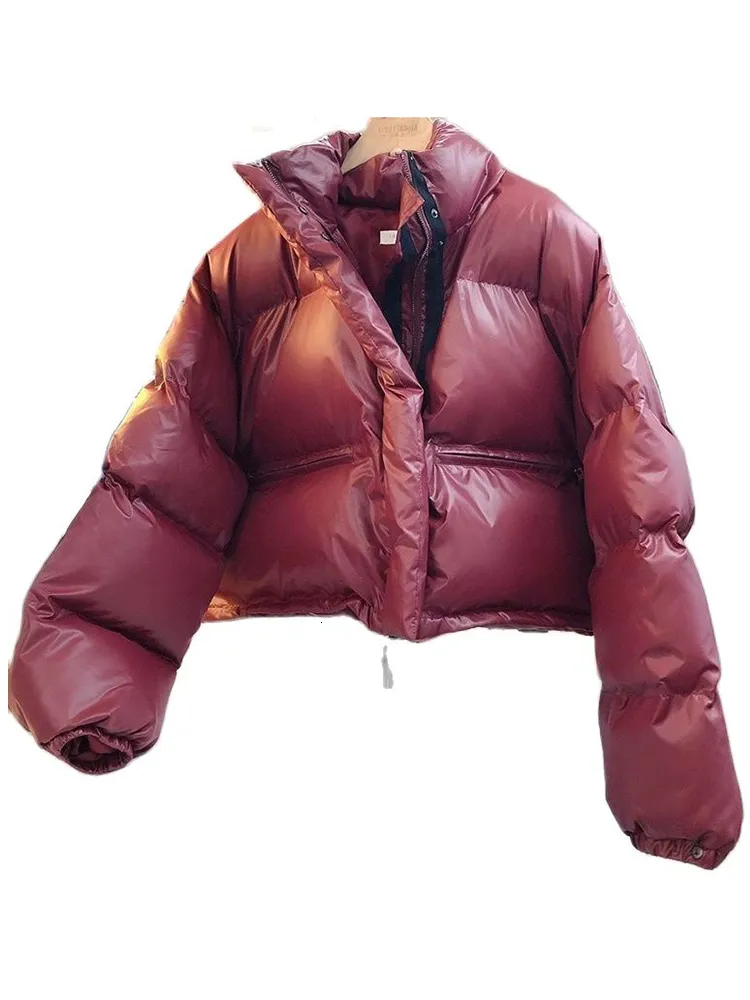 Mulheres S Down Parkas algodão acolchoado neve brilhante Parka Mulheres no inverno impermeabilizador de tamanho 2xl de 2xl Stand Gollar espessa jaqueta 230106