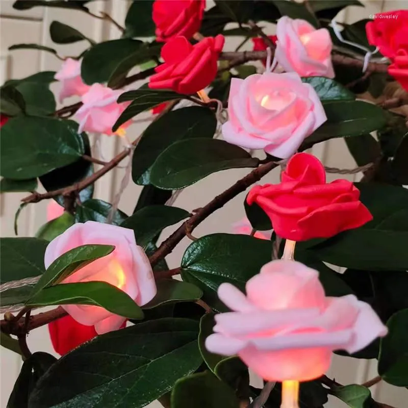 Cordes Artificielle Rose Fleur Guirlande Guirlande Lumineuse LED Fée Lumières Saint Valentin Mariage Décorations De Noël Chambre Décor Esthétique