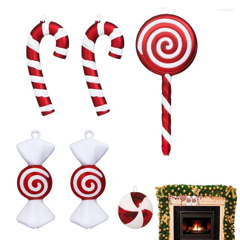 Decoraciones navideñas Adornos de bastón de caramelo Brillo Chispeante Árbol Colgante Bastones falsos Manualidades