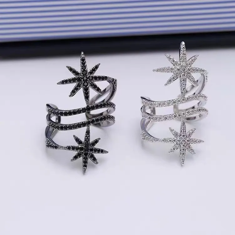 Ather Star Promise Ring Real 925 Sterling Silver Micro Pave Aaaa Cyrcon Party Wedding Pierścienie dla kobiet biżuteria Prezent319e