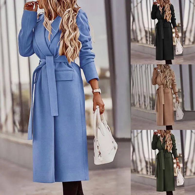 Women's Wool & Blends Jacket Winter Long Coat Outerwear Ladies Trench Korean Cashmere Female Slim Warm Clothe Windbreaker Jackets