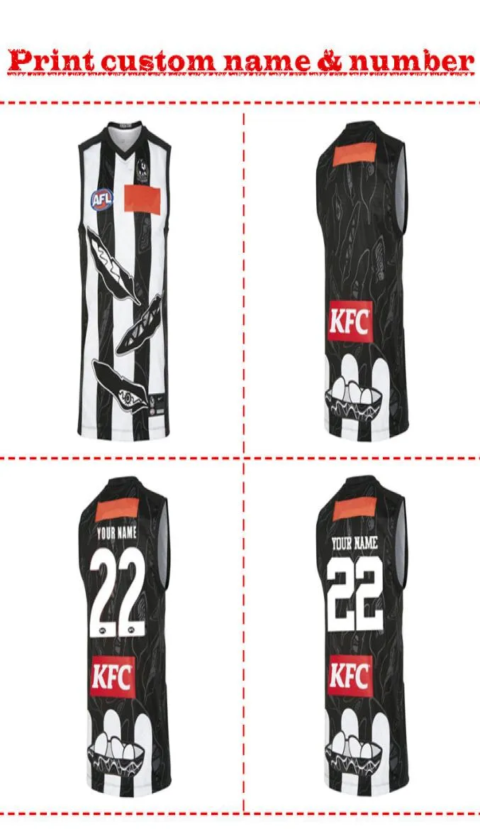 最高品質2022 Collingwood Magpies AFL ingeous Guernsey MensサイズS2XLプリントカスタム名番号配信51467628530966