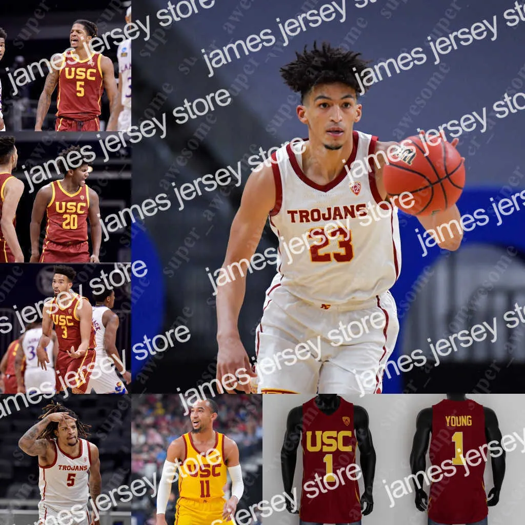 College Basketball Wears NCAA USC Trojans Basketball Jersey Evan Mobley Boogie Ellis Chevez Goodwin Isaiah Mobley Drew Peterson Boubacar Coulibaly Max Agbonkpolo