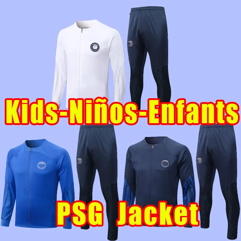 Enfants Kids 2022 2023 Soccer TrackSuits Maillot de Foot Mbappe Hakimi Marquinhos Verratti 23 23 Sergio Ramos Fabian PSGS Hommes Long Hanteve Otwarda