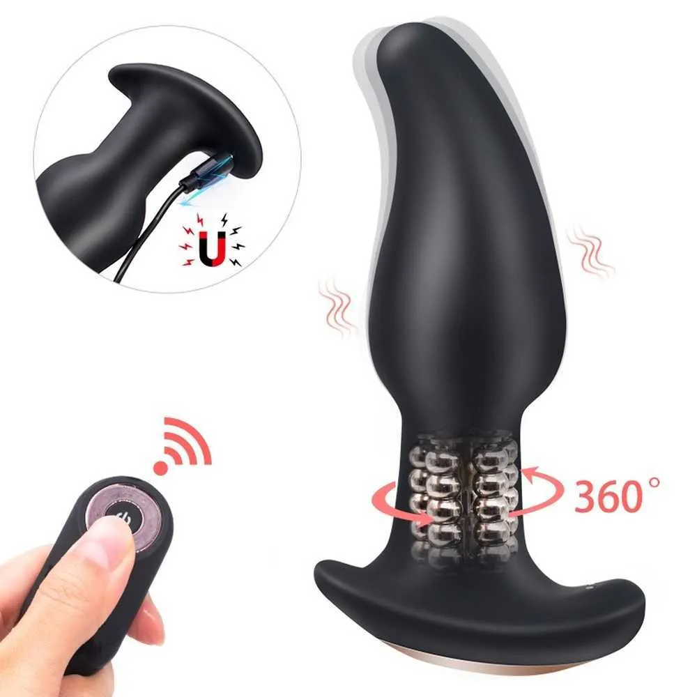 Sk￶nhetsartiklar kr￶kt rimmingplugg med fj￤rrkontroll utomhus anal sexiga leksaker vibrator prostata p￤rlor massage silikon rumpa f￶r masturbator