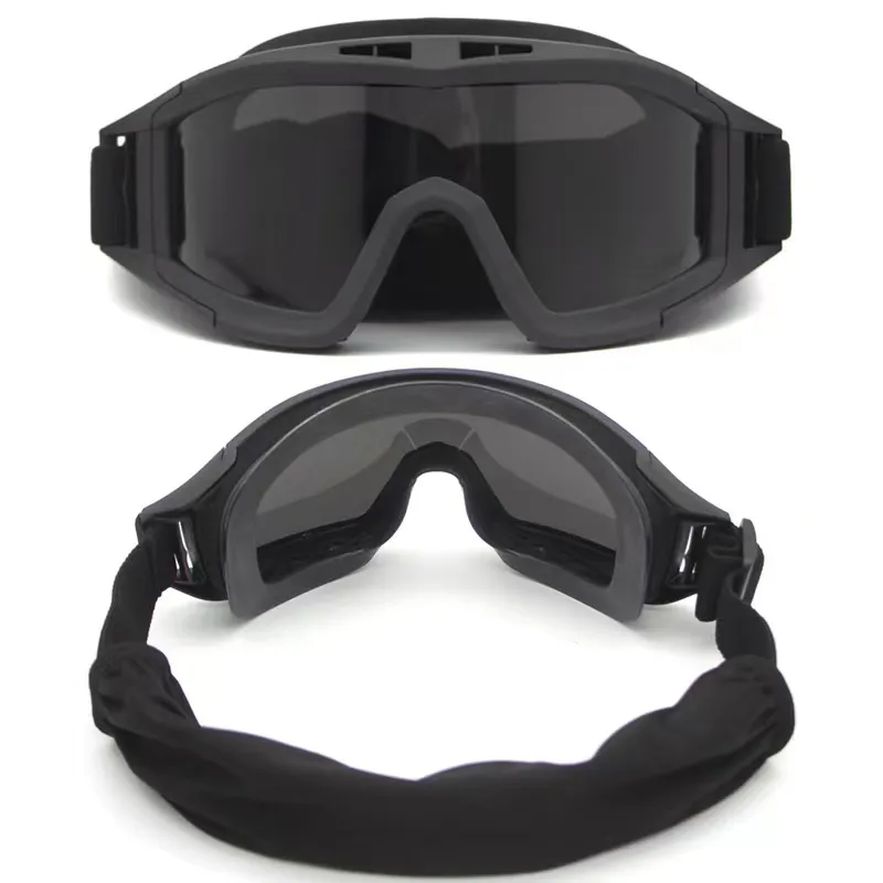 Windproof Tactical Goggles With 3 Lenses For Shooting, Airsoft