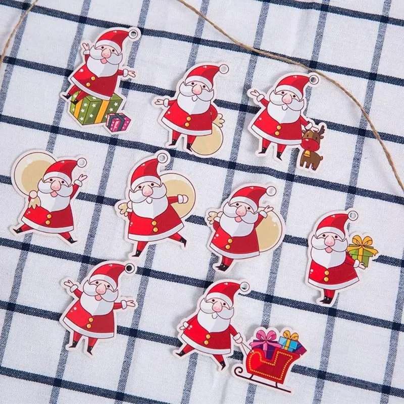 Kerstdecoraties 80/90PCS Hangende tags Santa Claus Wikkel Labels Hang Paper Cards Xmas Festival Supplies Pakket Decoratiegeschenk