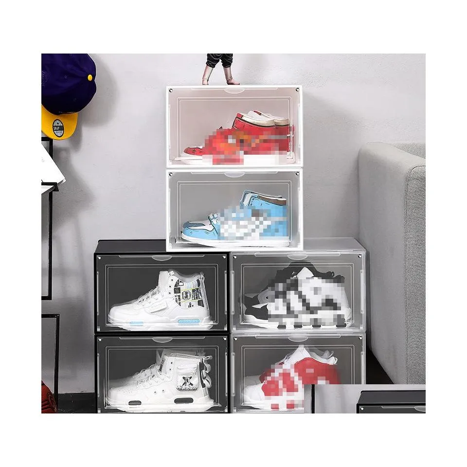 Pudełka do przechowywania pojemniki przezroczyste plastikowe pudełko na buty przeciwpieprzone wilgoć w stosy pudełka na buty przezroczyste der sortowanie butów Organiz