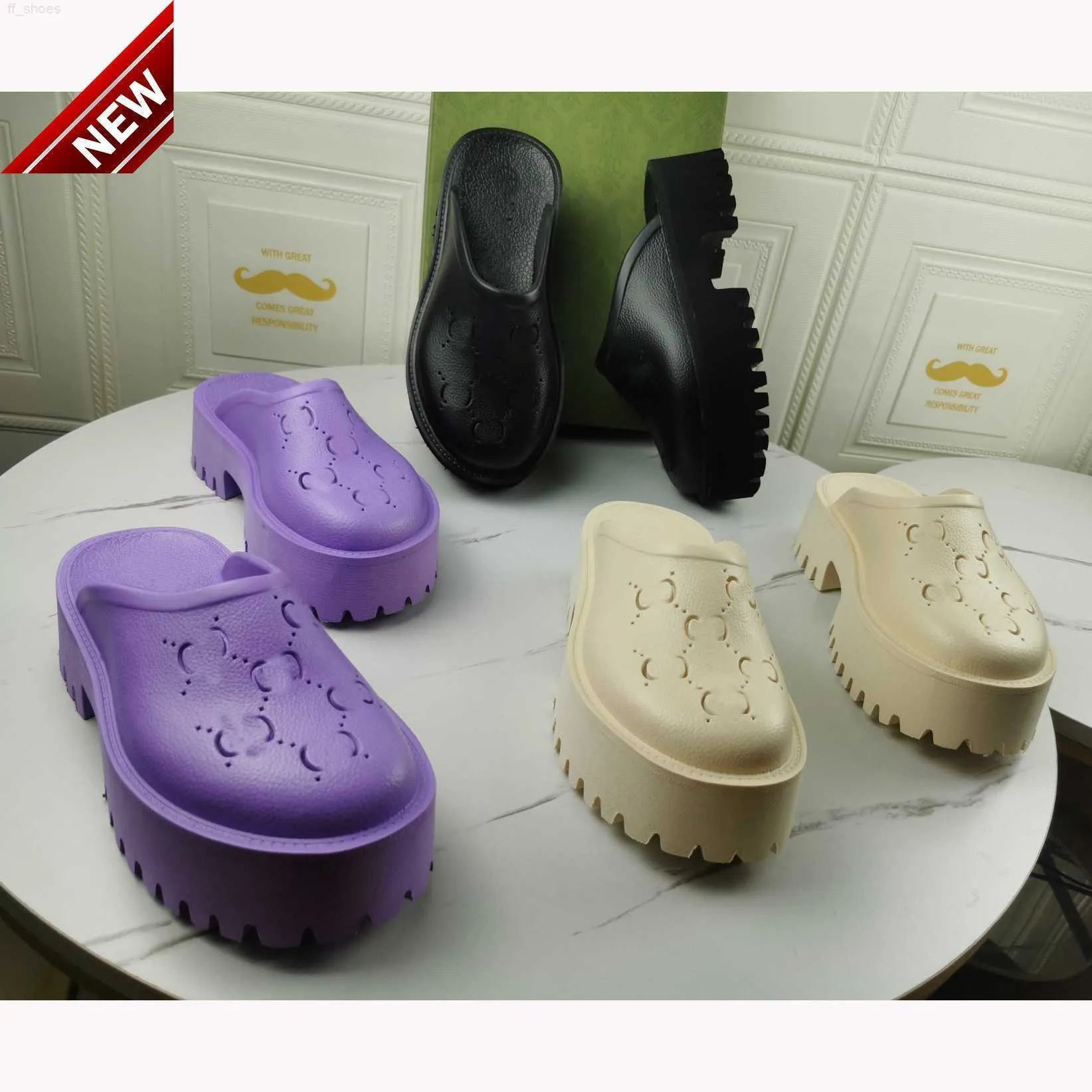 2023 Designer Women Hole Slippers Mens Rubber Sandals 5CM/2.5CM Luxury Thick Bottom EVA Shoes Summer Beach Increased Platform Non-Slip Casual