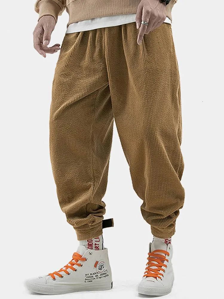 Herrenhosen CharmkpR Lässige Streetwear-Stil Pantalons Mode Männer Cordhose Solide Bequeme Kordelzug Lange XL5XL 230107