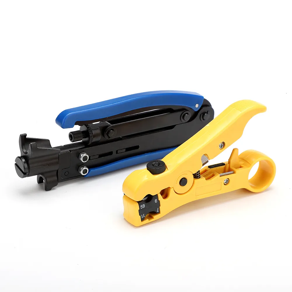 Other Hand Tools Multitool Wire Stripping Crimping Pliers Coaxial Cable Cold Press Clamp RG59 RG6 TV Crimper Tool Set 230106
