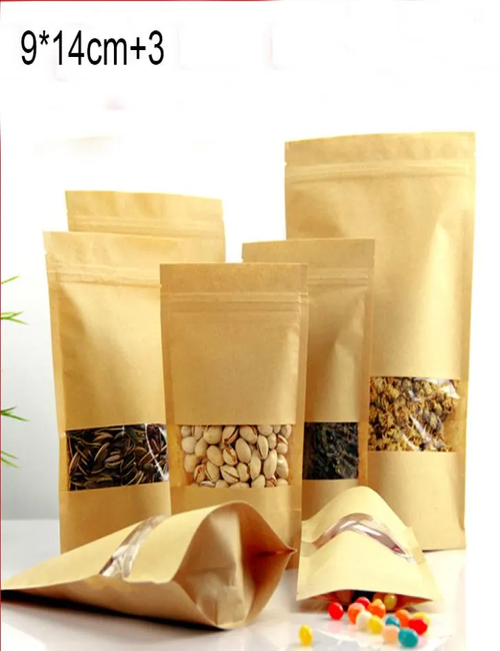 100pcs lot kraft paper bags for nut good sealing bag for fresh fresh 914cm3 facing calcing chole2953705