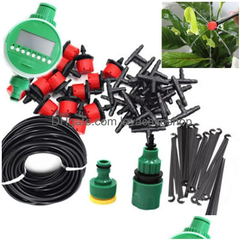 Equipamentos de rega 25m Sistema de irrigação por gotejamento DIY DIY Planta de kits de mangueira de timer auto matic com gotejador ajustável BH06 Y20010 DHOFH