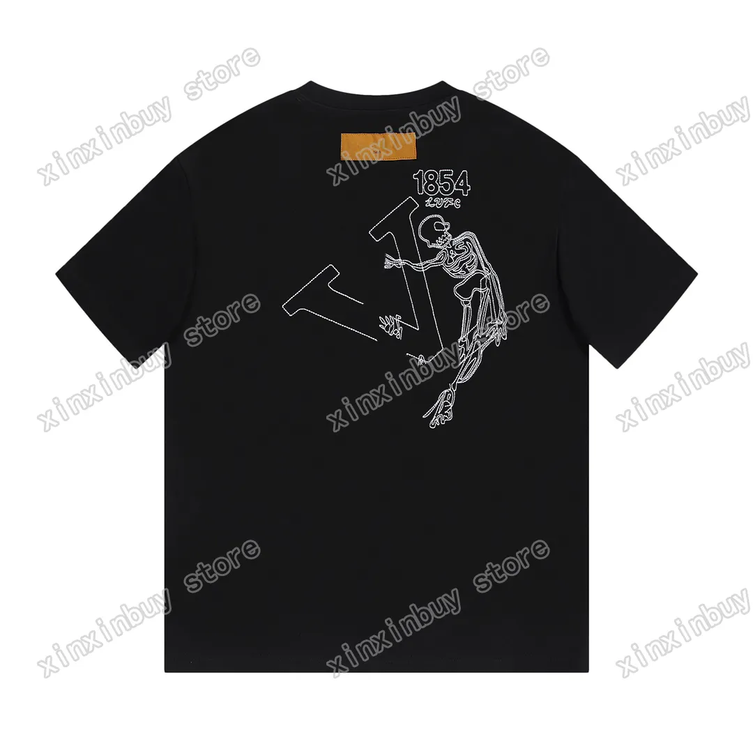 Xinxinbuy Men Men Designer Tee футболка парижская скелет буквы