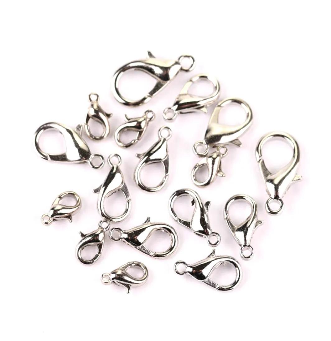 400Pcs 10 12 14 16mm Silver Plated Alloy Lobster Clasp Hooks Fashion Jewelry Findings For DIY Bracelet Chain Necklace7731562
