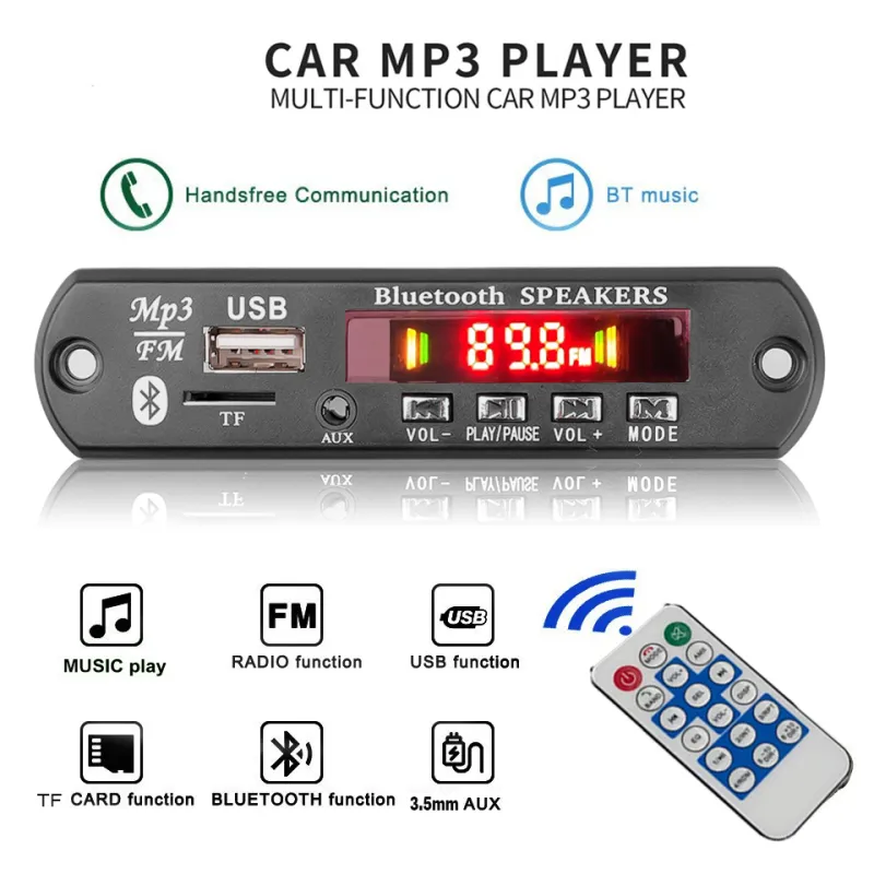 2 40W 80W wzmacniacz Bluetooth samochodowy moduł radiowy FM zestaw głośnomówiący z Micro 3.5mm AUX TF/u-disk płyta dekodera MP3 12V 7 14V PK 2*25W