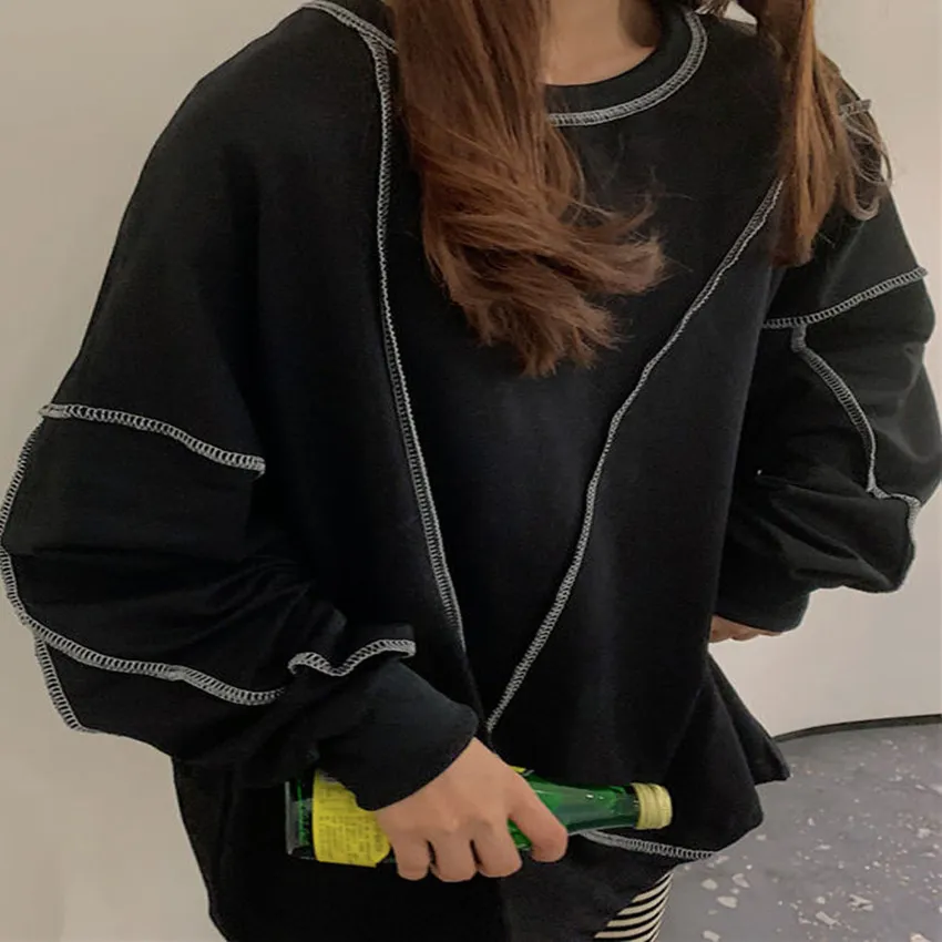 Женские толстовки с капюшоном Толстовка в стиле Харадзюку BF Style Черные топы в стиле хип-хоп Толстовки для подростков Осенние модные универсальные повседневные женские пуловеры в уличной одежде