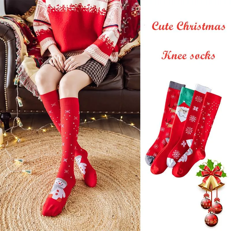 Frauen Socken Strumpfwaren süße Weihnachten kniehohe Schneeflocke Elch Santa Urlaub Party Winter Mädchen Streetwear Casual Strumpf Geschenk Kawaii lustig