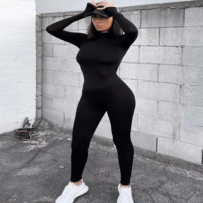 Dames jumpsuits rompertjes herfst vrouwen sexy winter jumpsuit streetwear lange mouw bodycon effen sport fitness overall voor vrouwen