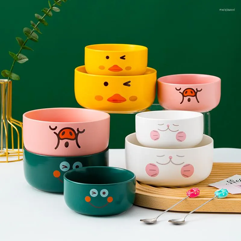 Ciotole Cartone animato nordico Ciotola coreana Famiglia Creativa Colazione per bambini Sottosmalto Colore Insalata di riso in ceramica Cottura