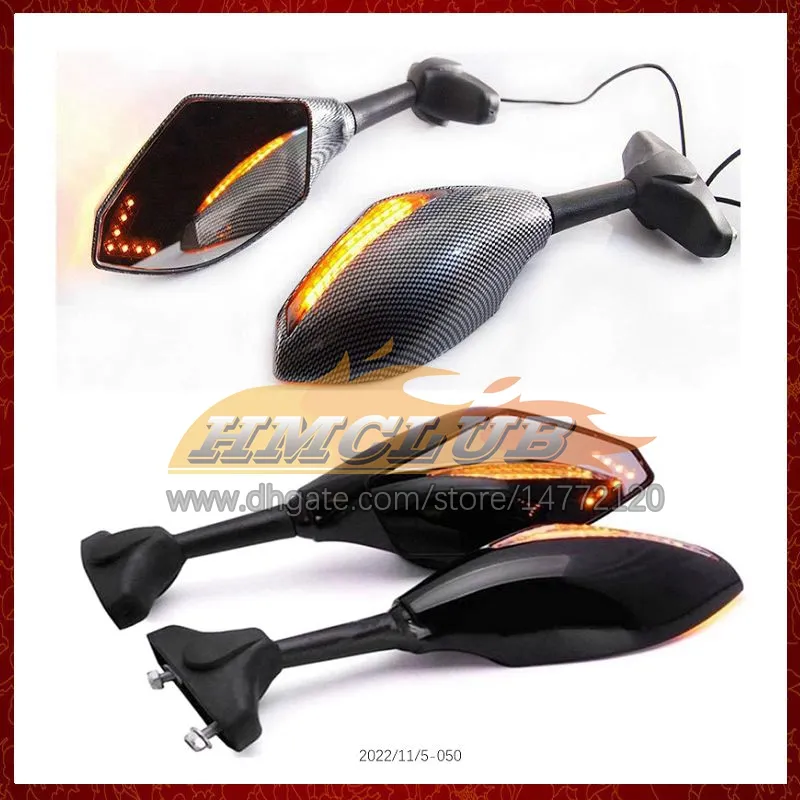 2 x Motorrad-LED-Blinker, Seitenspiegel für KAWASAKI NINJA ZX9R ZX-9R ZX900 ZX 900 9R 9 R 900CC 98 99 1998 1999, Carbon-Blinker, Rückspiegel, 6 Farben