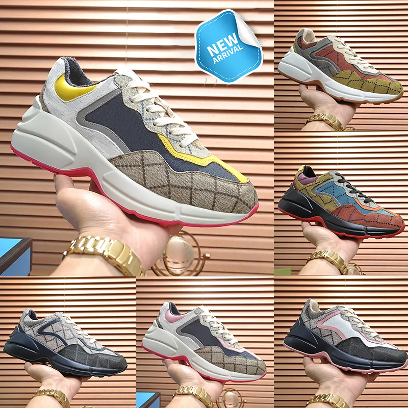 Nieuwe heren Casual schoenen liefde parade dikke rhyton reflecterend leer geprinte sneaker marine witte beige rode kaki roze canvas muis luxe mannen dames designer sneakers