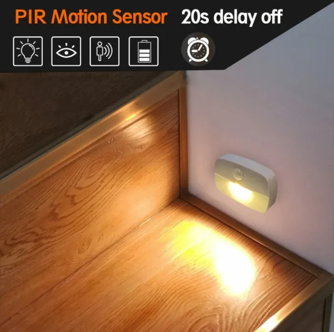 LED Night Light Wireless Motion Sensor Lights Corridor Closet Trap Roomlampen voor slaapkamerkast energiebesparende nachtlampje