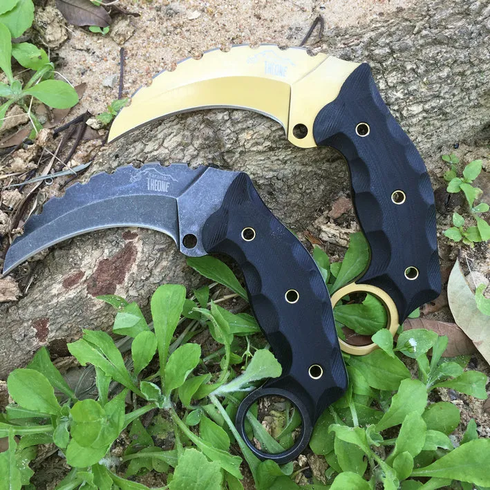 THE ONE Doom Boar Claw Knife AUS 8 Blade G10 Handle Outdoor Camping EDC