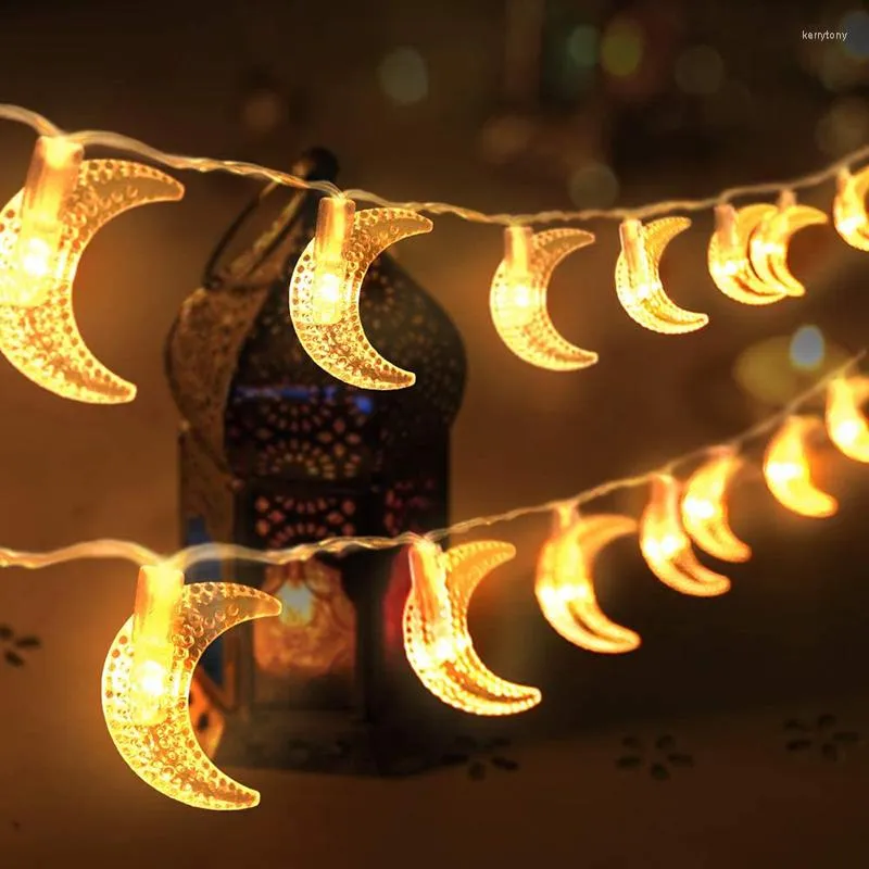 Strings 10/20LEDS Ramadan String Lights Mubarak Moon LED Warm Festival Wedding Party Decoration Battery Powered