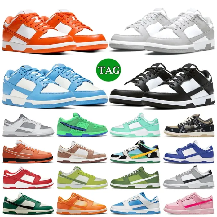 2023 Loopschoenen lage platte sneakers heren Panda Wit Zwart UNC Grijs Fog Syracuse Green Glow Chlorophyll Triple Pink Orange Lobster dames GAI sportschoenen