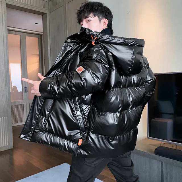 DHgate.com:Mens Shiny Black Cotton Padded Casual Winter