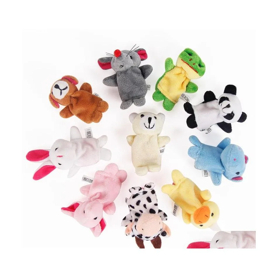 Puppets até mini dedo animal de dedo animal bebê brinquedo de brinquedo de bordo de bastão recheado e animais brinquedos presentes congelados 1055 entrega dhhfr