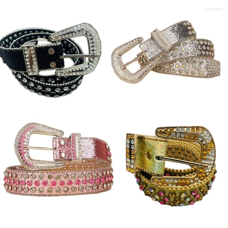 Belts Rhinestones Belt Fashion Western Bling Crystal Studded Leather Accessory Drop