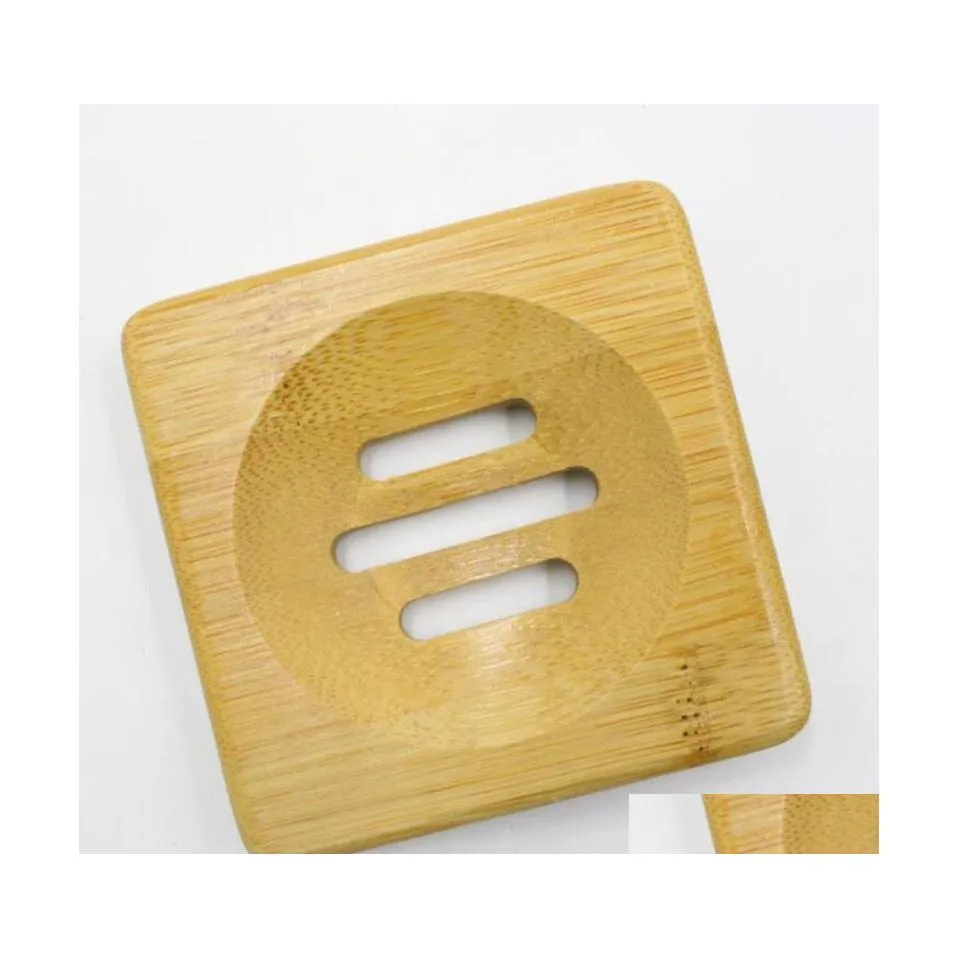 Soap Dishes Natural Bamboo Wooden Dish Tray Holder Storage Rack Plate Box Container For Bath Shower Bathroom Accessory Drop Delivery Dh6Ng